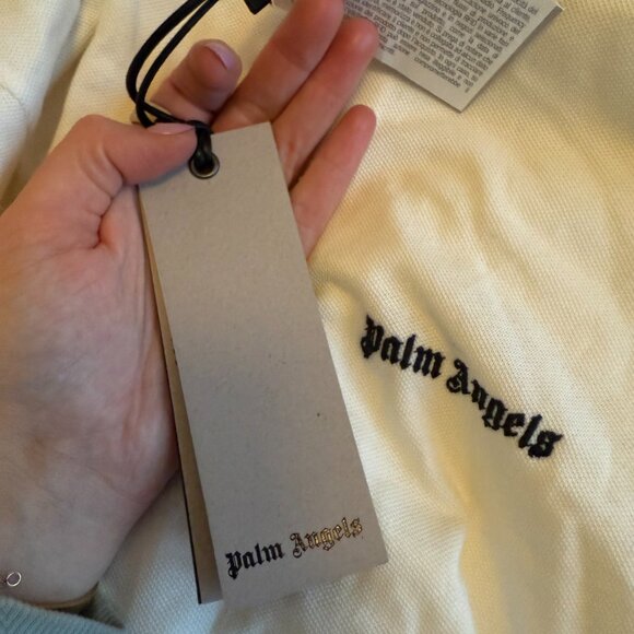 NWT Palm Angels Polo Shirt Classic Logo Off White Regular Fit Sz Large - Picture 4 of 8